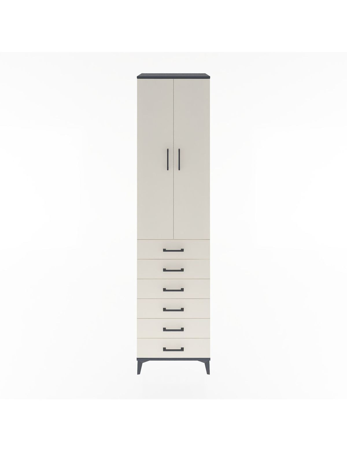 Hyperion Dolap 4 Raflı 6 Çekmeceli 2 Kapaklı 60x44x243 Antrasit-Aytaşı