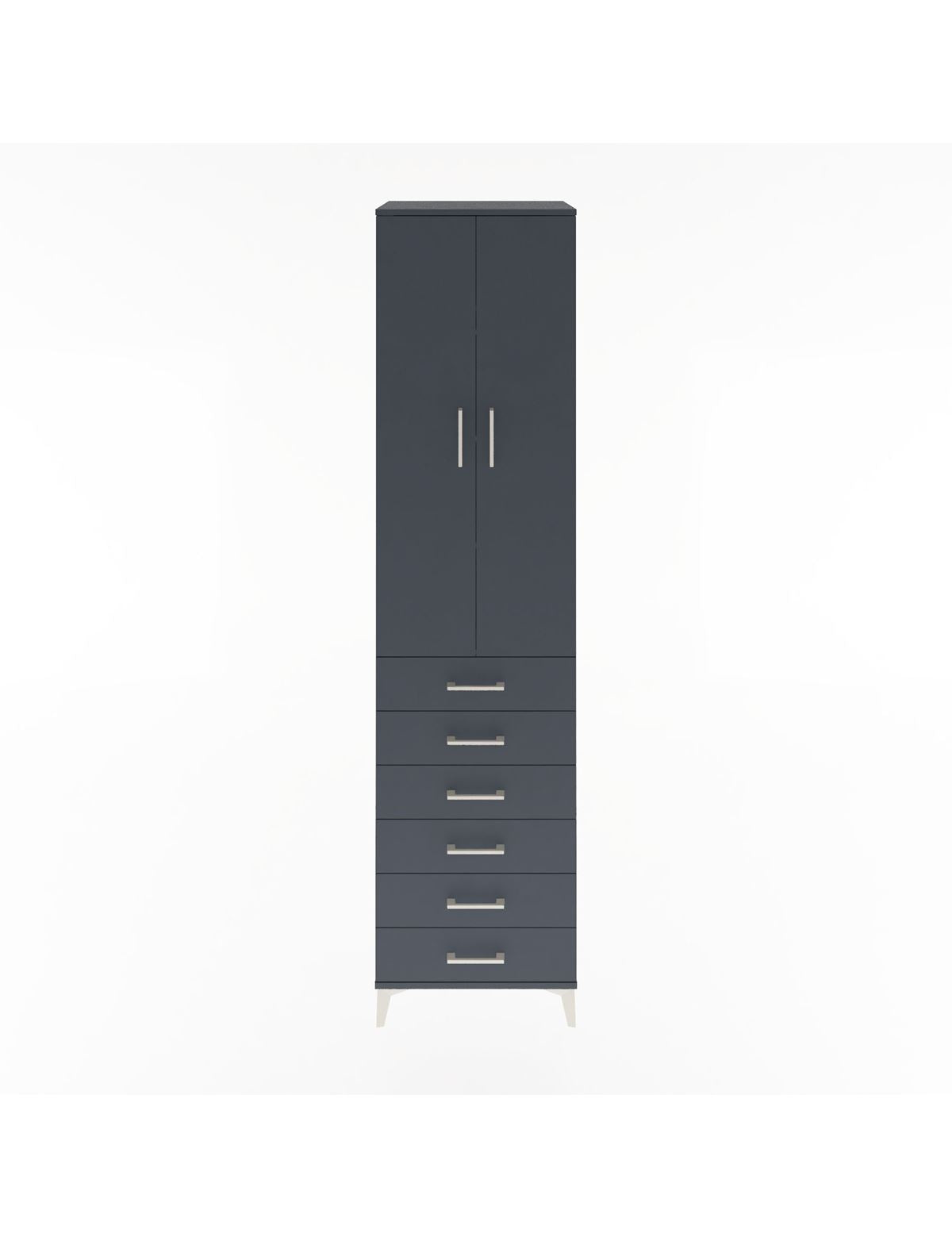 Hyperion Dolap 4 Raflı 6 Çekmeceli 2 Kapaklı 60x44x243 Antrasit-Antrasit