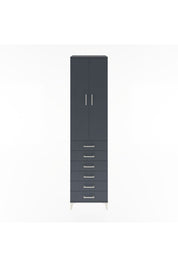 Hyperion Dolap 4 Raflı 6 Çekmeceli 2 Kapaklı 60x44x243 Antrasit-Antrasit