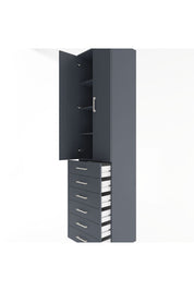 Hyperion Dolap 4 Raflı 6 Çekmeceli 2 Kapaklı 60x44x243 Antrasit-Antrasit