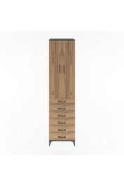 Hyperion Dolap 4 Raflı 6 Çekmeceli 2 Kapaklı 60x44x243 Antrasit-Çam