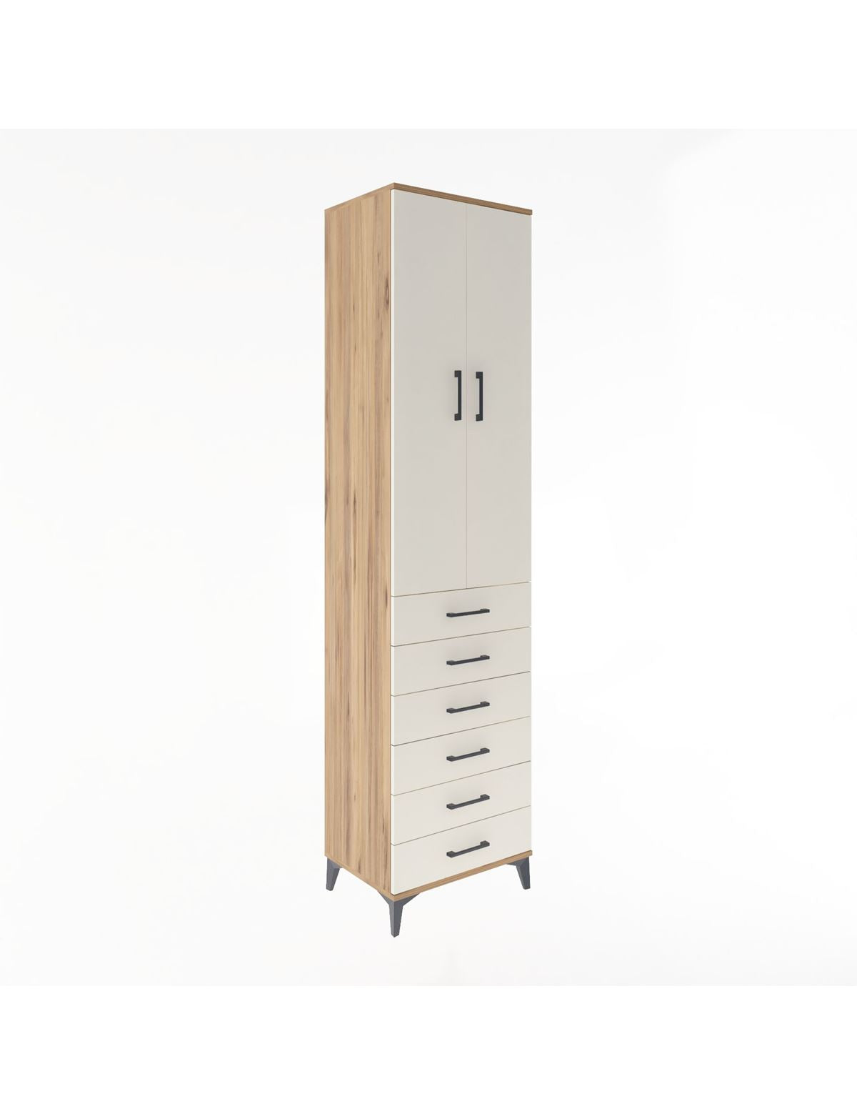 Hyperion Dolap 4 Raflı 6 Çekmeceli 2 Kapaklı 60x44x243 Çam-Aytaşı