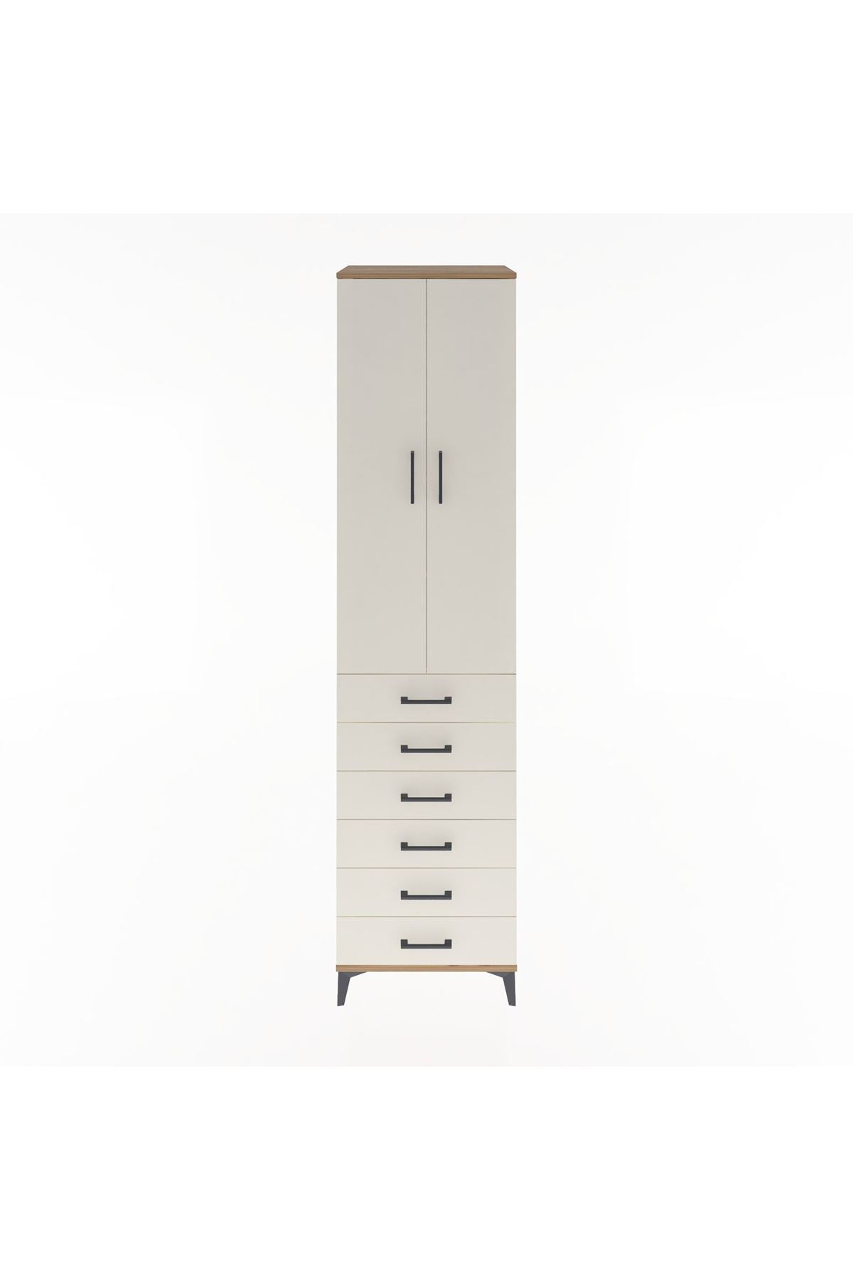 Hyperion Dolap 4 Raflı 6 Çekmeceli 2 Kapaklı 60x44x243 Çam-Aytaşı