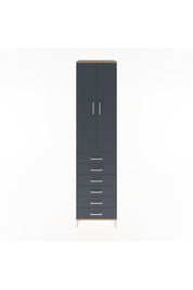 Hyperion Dolap 4 Raflı 6 Çekmeceli 2 Kapaklı 60x44x243 Çam-Antrasit
