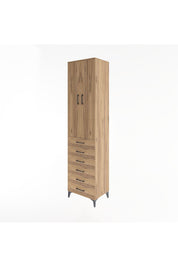Hyperion Dolap 4 Raflı 6 Çekmeceli 2 Kapaklı 60x44x243 Çam-Çam