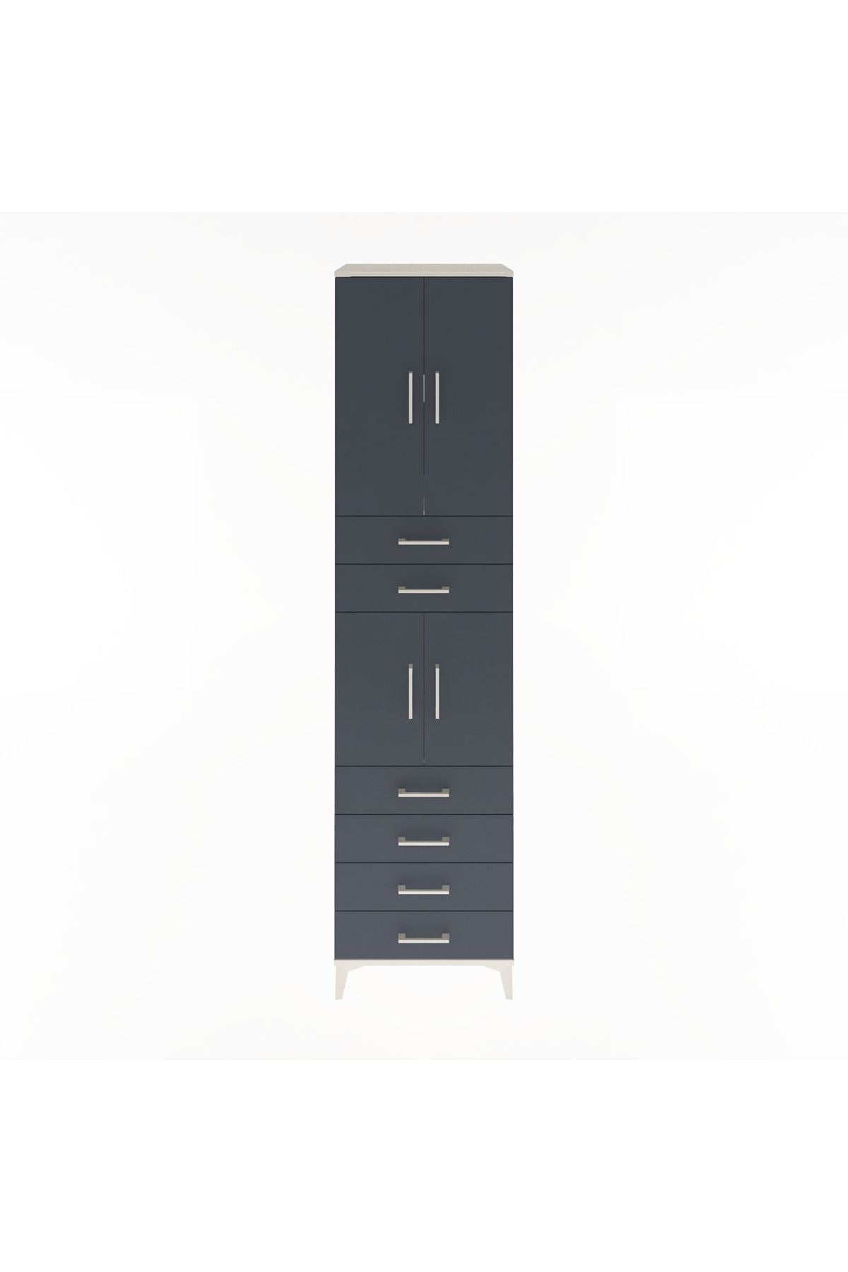 Hyperion Dolap 3 Raflı 6 Çekmeceli 4 Kapaklı 60x44x243 Aytaşı-Antrasit