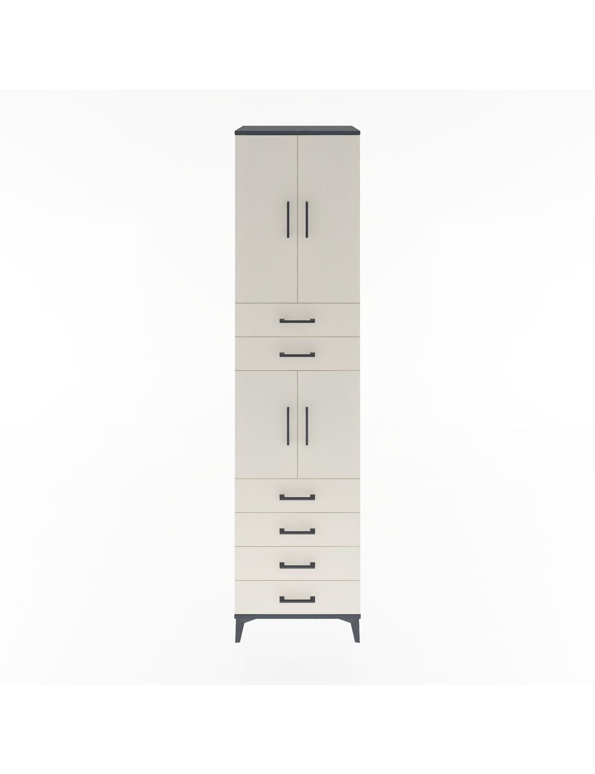 Hyperion Dolap 3 Raflı 6 Çekmeceli 4 Kapaklı 60x44x243 Antrasit-Aytaşı