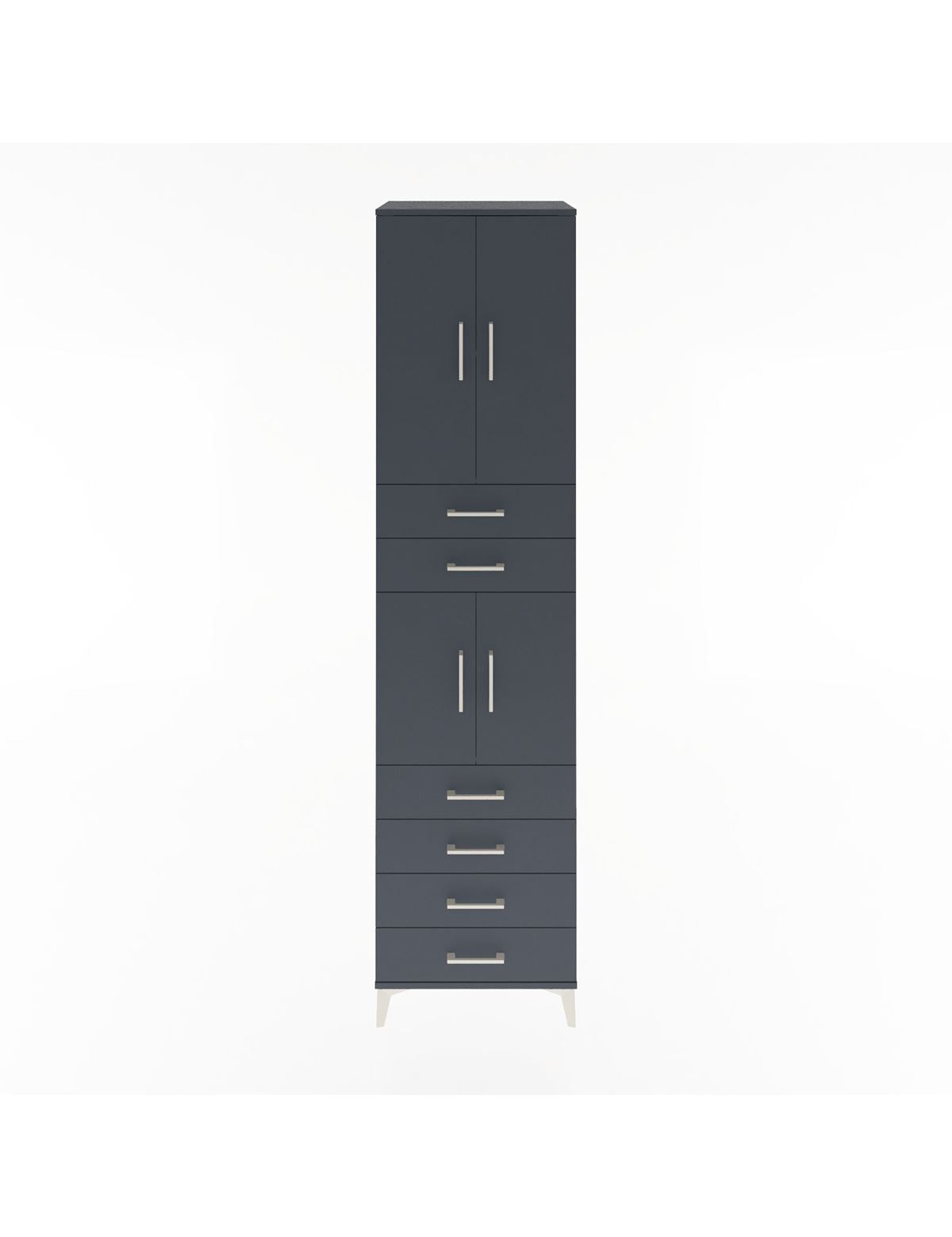 Hyperion Dolap 3 Raflı 6 Çekmeceli 4 Kapaklı 60x44x243 Antrasit-Antrasit