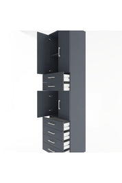 Hyperion Dolap 3 Raflı 6 Çekmeceli 4 Kapaklı 60x44x243 Antrasit-Antrasit