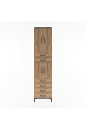 Hyperion Dolap 3 Raflı 6 Çekmeceli 4 Kapaklı 60x44x243 Antrasit-Çam