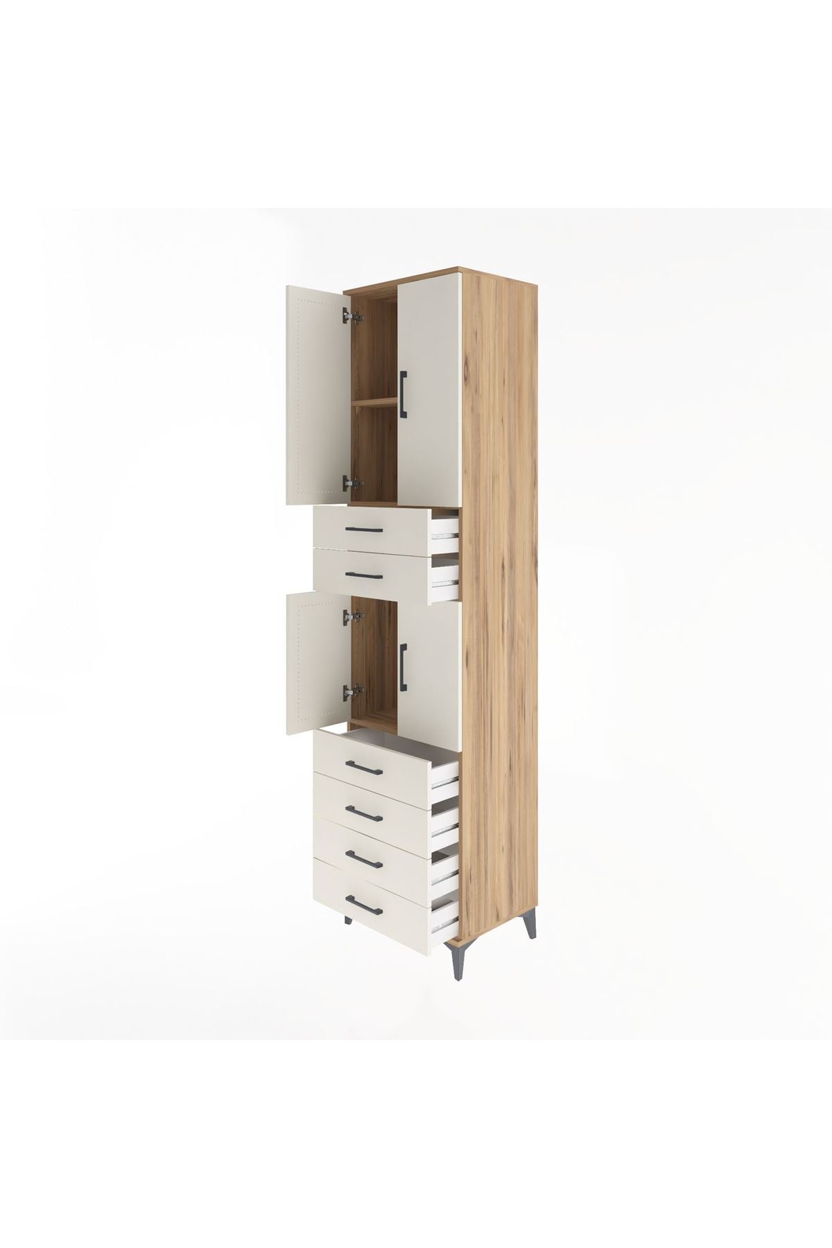 Hyperion Dolap 3 Raflı 6 Çekmeceli 4 Kapaklı 60x44x243 Çam-Aytaşı