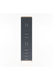 Hyperion Dolap 3 Raflı 6 Çekmeceli 4 Kapaklı 60x44x243 Çam-Antrasit
