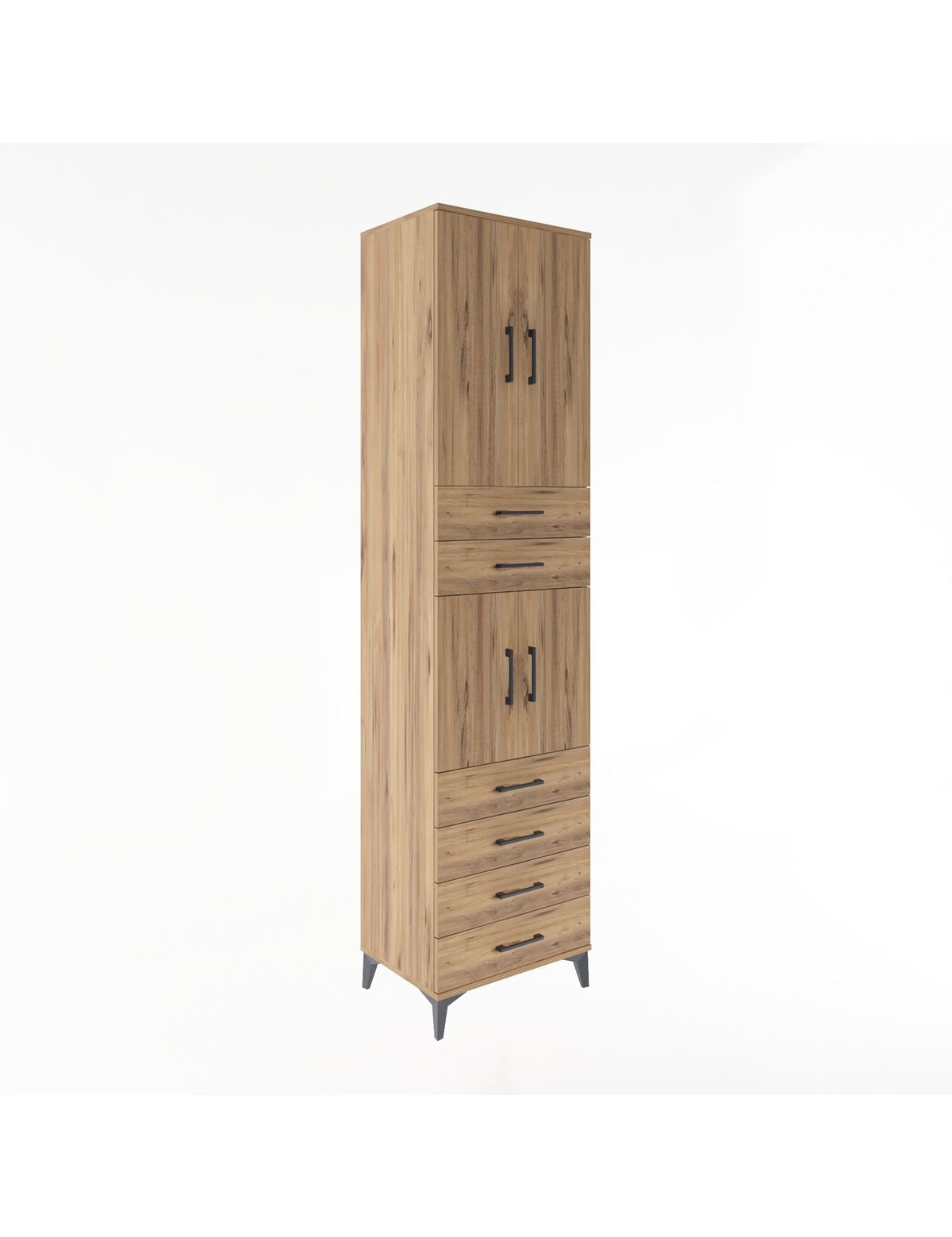 Hyperion Dolap 3 Raflı 6 Çekmeceli 4 Kapaklı 60x44x243 Çam-Çam