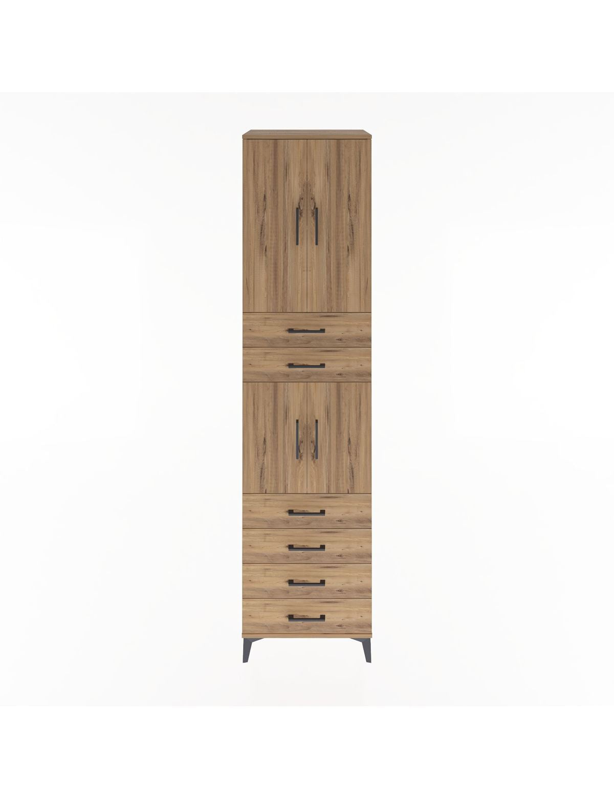 Hyperion Dolap 3 Raflı 6 Çekmeceli 4 Kapaklı 60x44x243 Çam-Çam