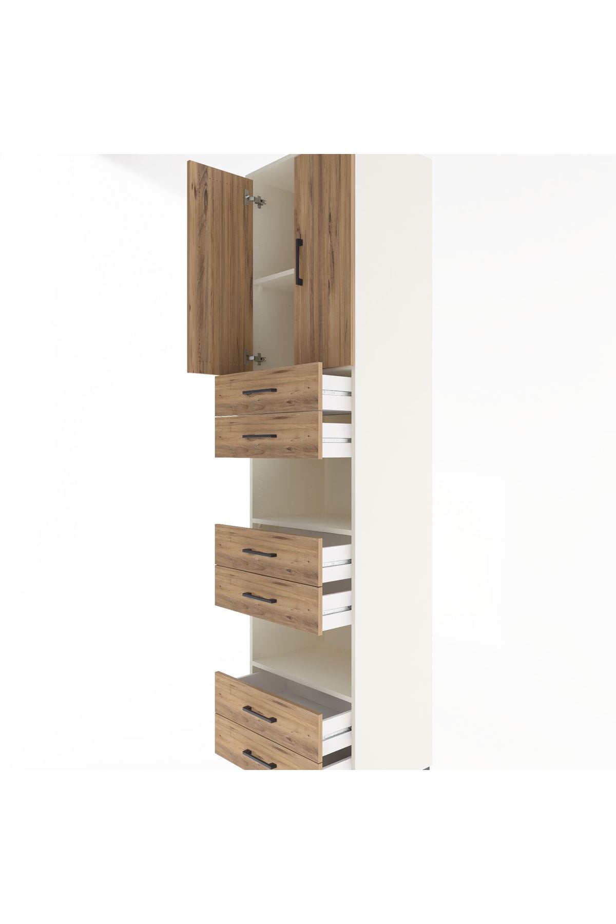 Hyperion Dolap 4 Raflı 6 Çekmeceli 2 Kapaklı 60x44x243 Aytaşı-Çam