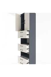 Hyperion Dolap 4 Raflı 6 Çekmeceli 2 Kapaklı 60x44x243 Antrasit-Aytaşı