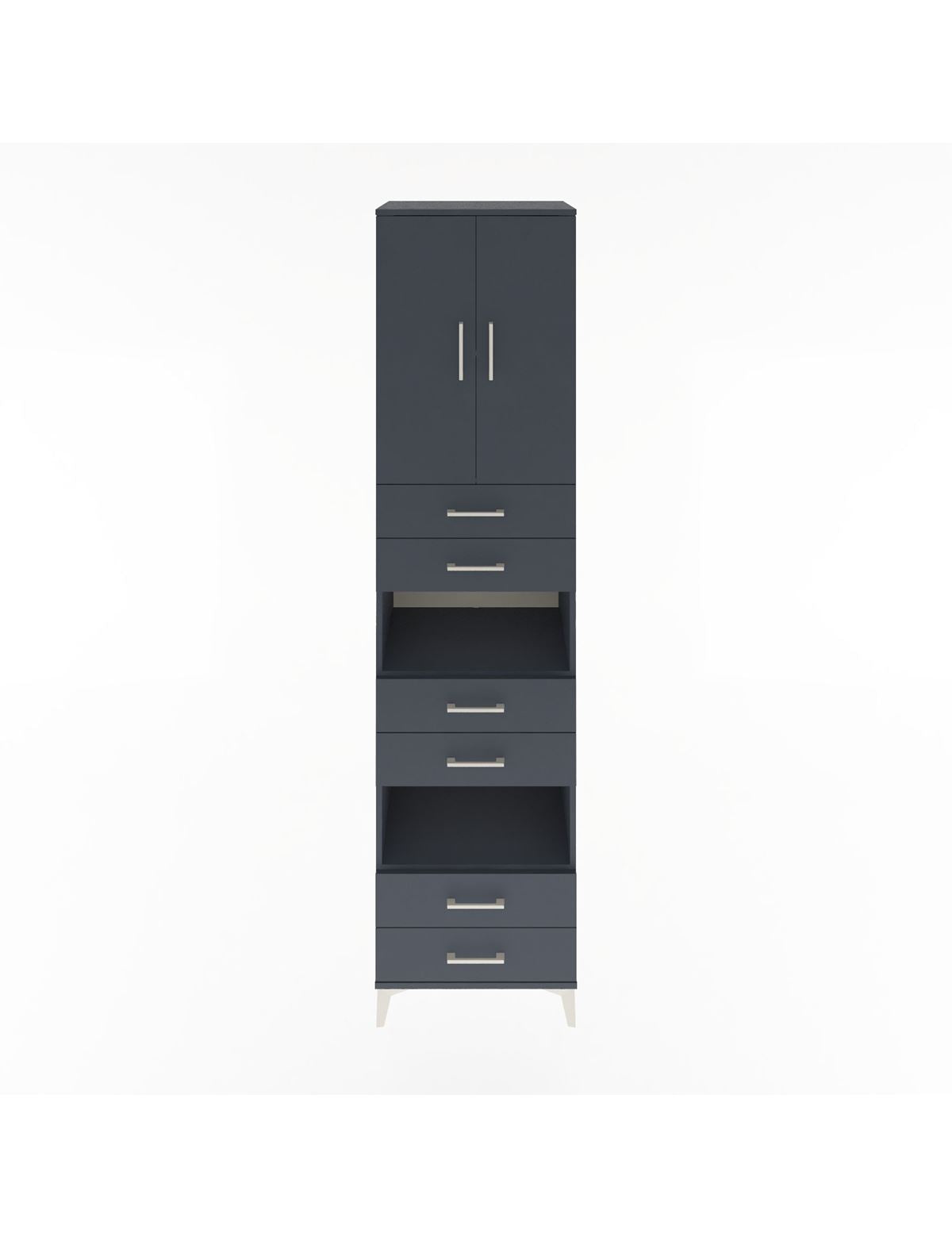 Hyperion Dolap 4 Raflı 6 Çekmeceli 2 Kapaklı 60x44x243 Antrasit-Antrasit
