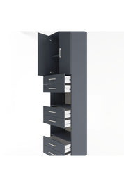 Hyperion Dolap 4 Raflı 6 Çekmeceli 2 Kapaklı 60x44x243 Antrasit-Antrasit