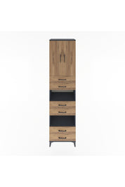 Hyperion Dolap 4 Raflı 6 Çekmeceli 2 Kapaklı 60x44x243 Antrasit-Çam