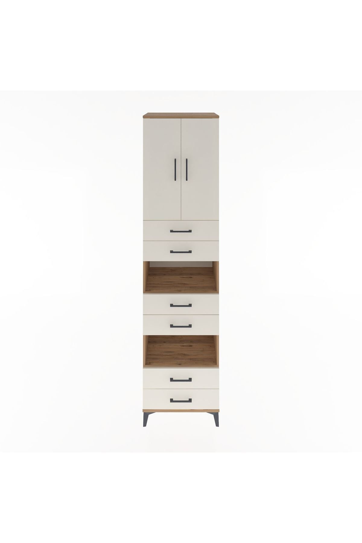 Hyperion Dolap 4 Raflı 6 Çekmeceli 2 Kapaklı 60x44x243 Çam-Aytaşı