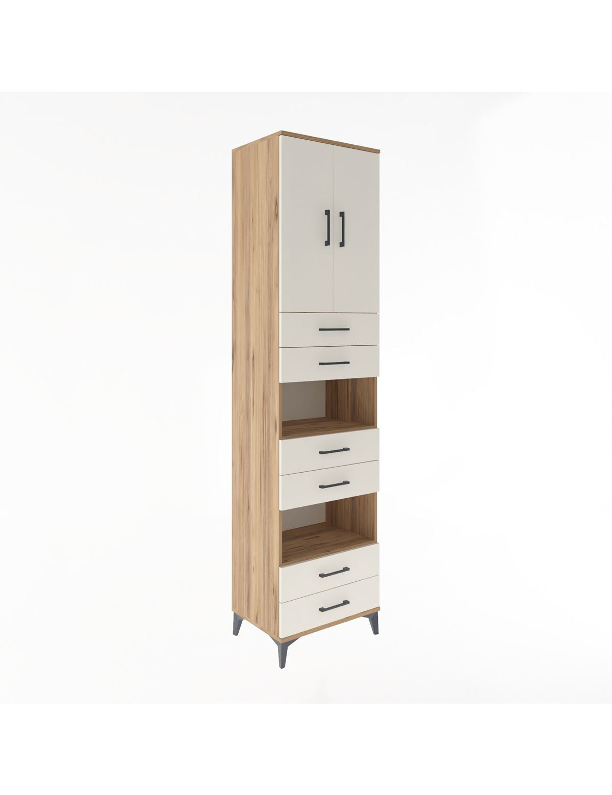 Hyperion Dolap 4 Raflı 6 Çekmeceli 2 Kapaklı 60x44x243 Çam-Aytaşı