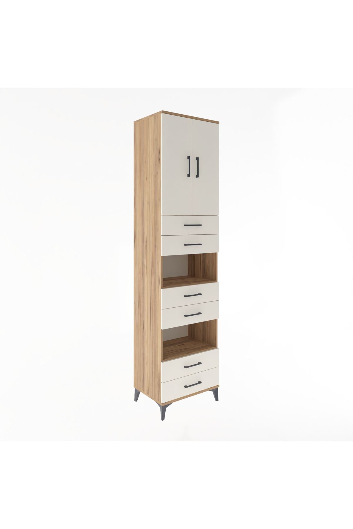 Hyperion Dolap 4 Raflı 6 Çekmeceli 2 Kapaklı 60x44x243 Çam-Aytaşı