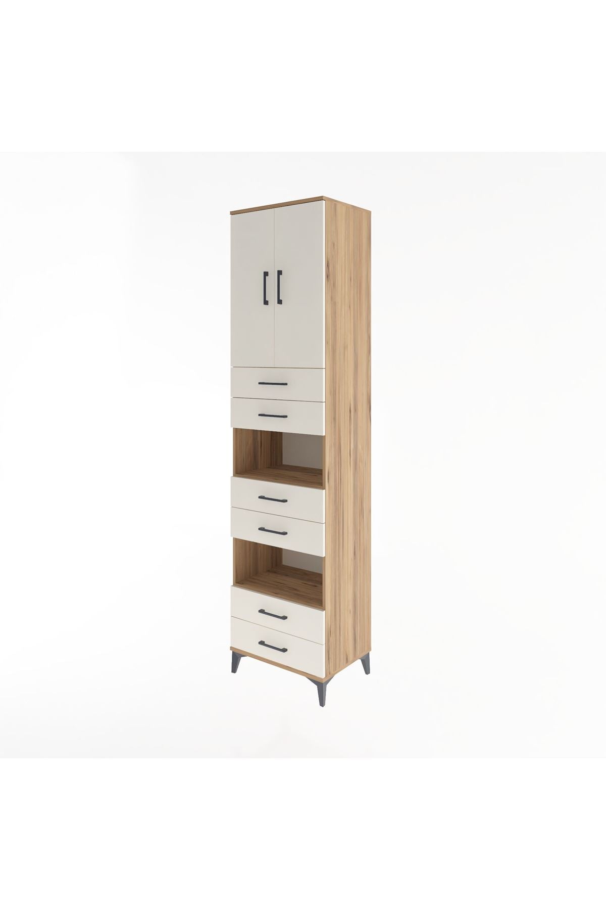 Hyperion Dolap 4 Raflı 6 Çekmeceli 2 Kapaklı 60x44x243 Çam-Aytaşı