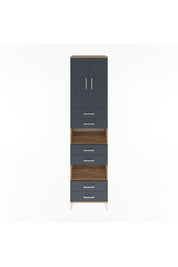 Hyperion Dolap 4 Raflı 6 Çekmeceli 2 Kapaklı 60x44x243 Çam-Antrasit