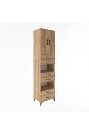 Hyperion Dolap 4 Raflı 6 Çekmeceli 2 Kapaklı 60x44x243 Çam-Çam