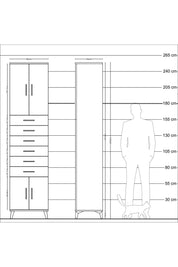 Hyperion Dolap 3 Raflı 6 Çekmeceli 4 Kapaklı 60x44x243 Aytaşı-Aytaşı