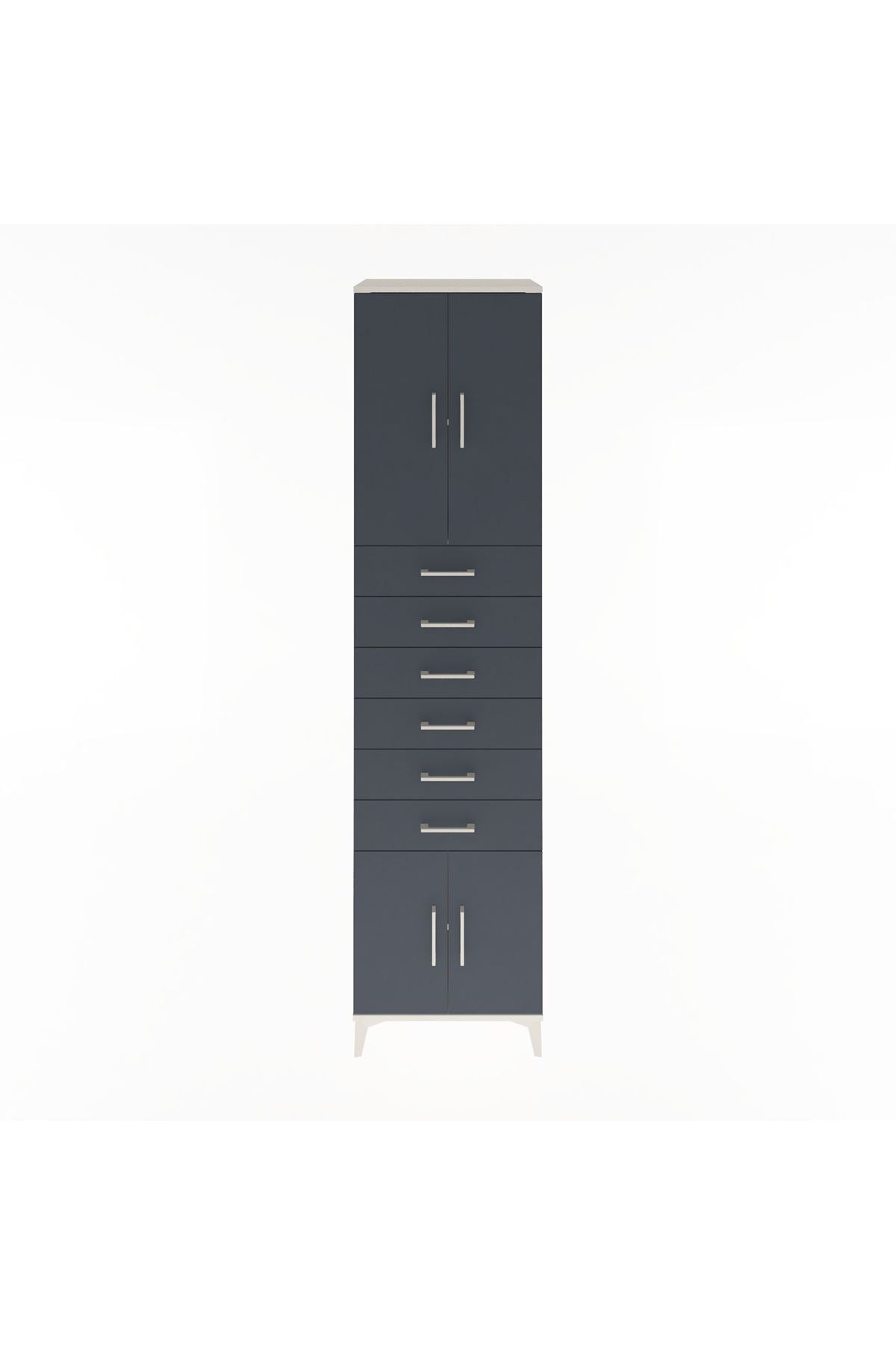 Hyperion Dolap 3 Raflı 6 Çekmeceli 4 Kapaklı 60x44x243 Aytaşı-Antrasit
