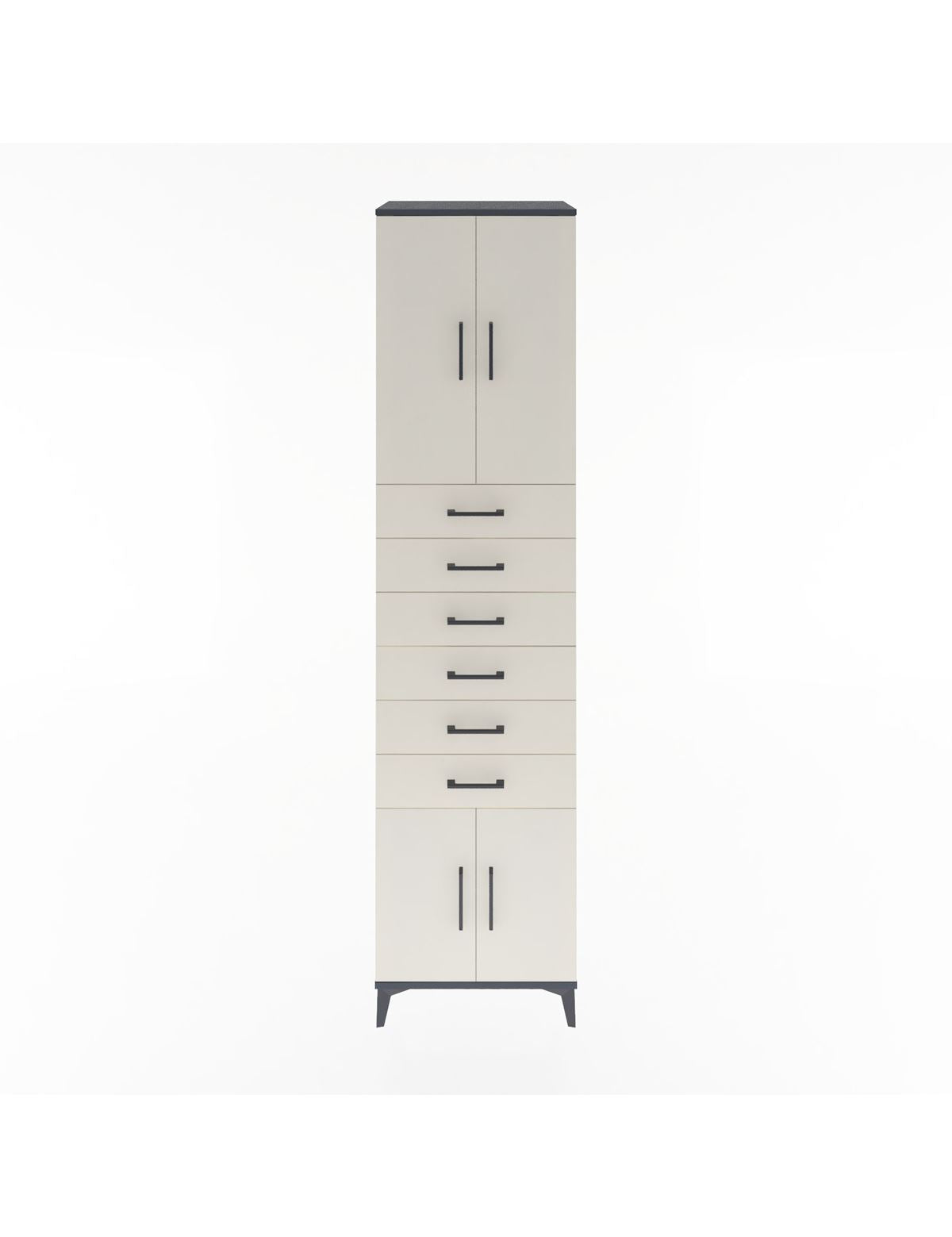 Hyperion Dolap 3 Raflı 6 Çekmeceli 4 Kapaklı 60x44x243 Antrasit-Aytaşı