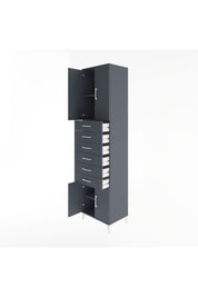 Hyperion Dolap 3 Raflı 6 Çekmeceli 4 Kapaklı 60x44x243 Antrasit-Antrasit