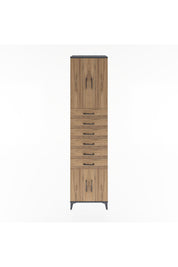 Hyperion Dolap 3 Raflı 6 Çekmeceli 4 Kapaklı 60x44x243 Antrasit-Çam