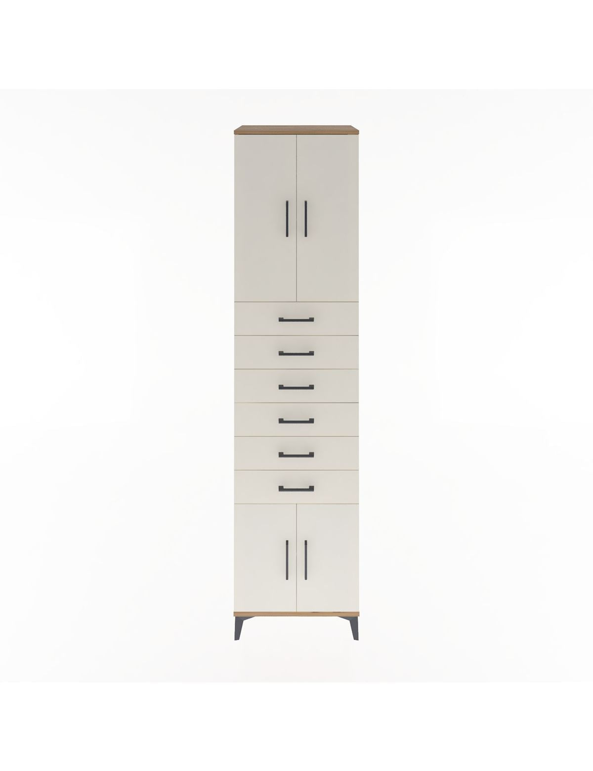 Hyperion Dolap 3 Raflı 6 Çekmeceli 4 Kapaklı 60x44x243 Çam-Aytaşı