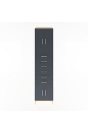 Hyperion Dolap 3 Raflı 6 Çekmeceli 4 Kapaklı 60x44x243 Çam-Antrasit
