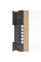 Hyperion Dolap 3 Raflı 6 Çekmeceli 4 Kapaklı 60x44x243 Çam-Antrasit