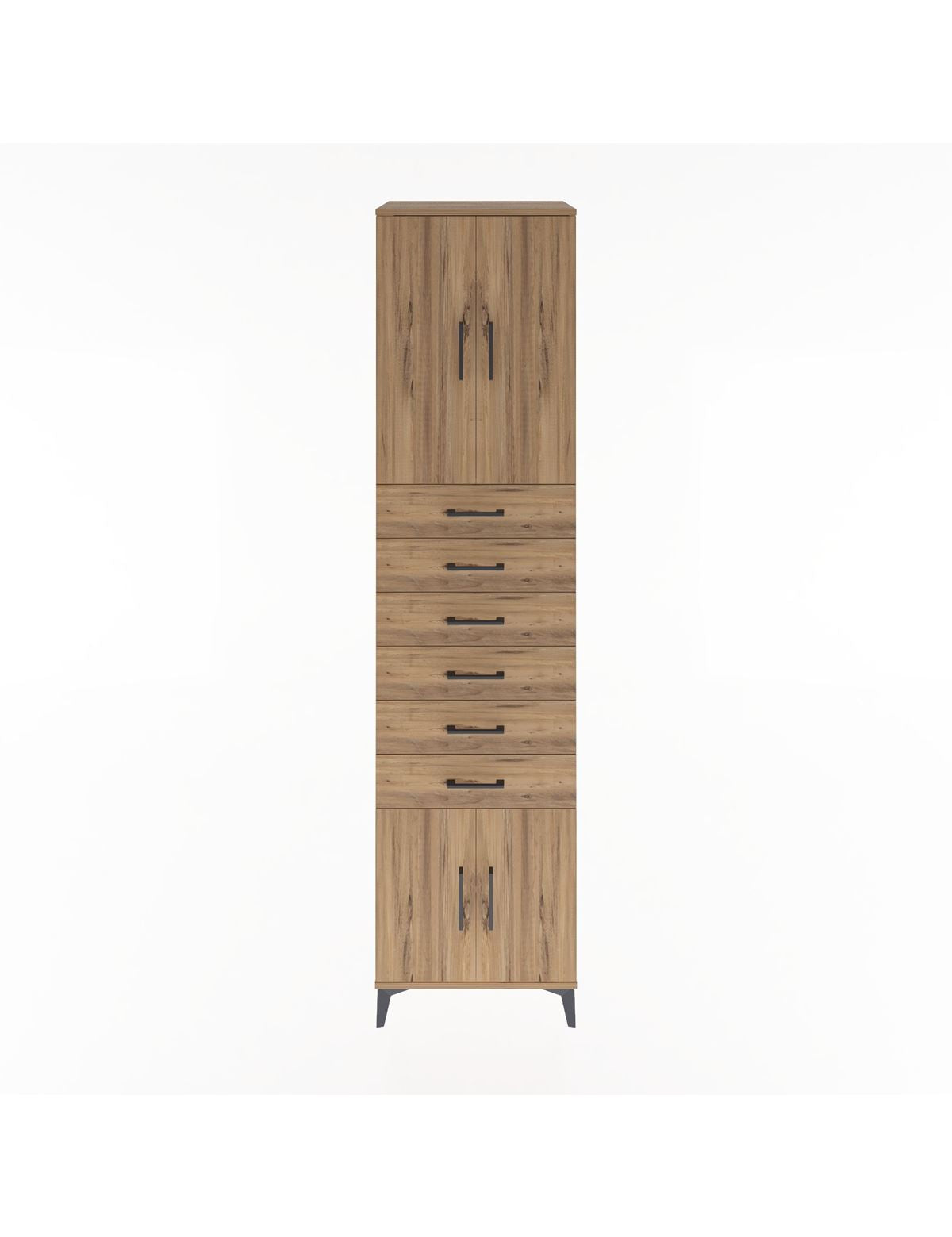 Hyperion Dolap 3 Raflı 6 Çekmeceli 4 Kapaklı 60x44x243 Çam-Çam