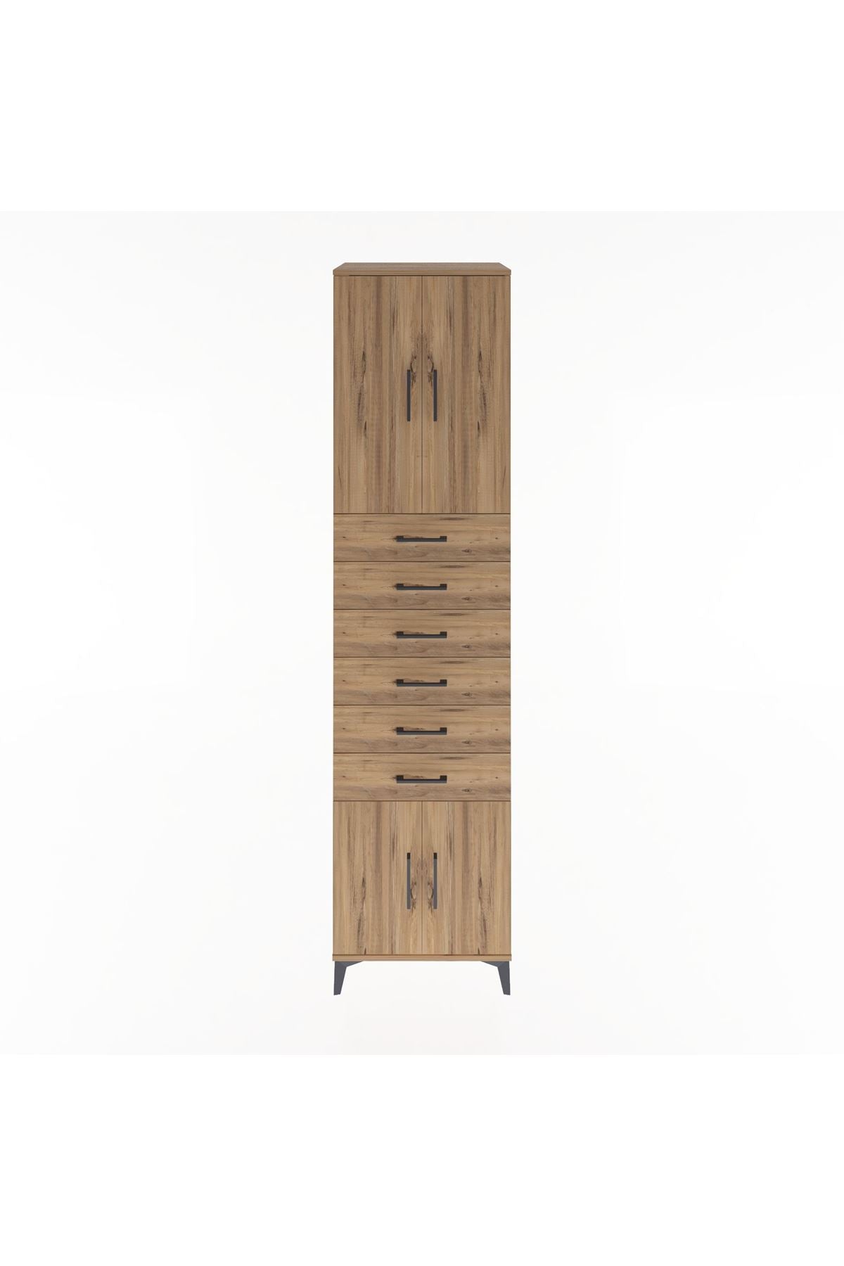 Hyperion Dolap 3 Raflı 6 Çekmeceli 4 Kapaklı 60x44x243 Çam-Çam