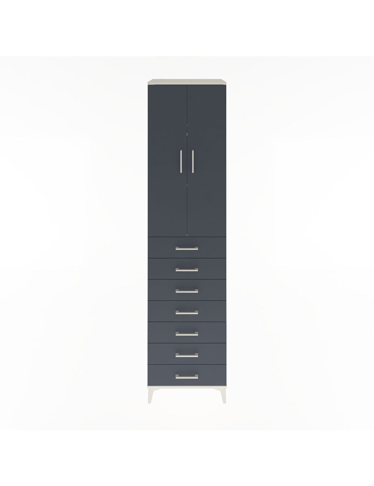 Hyperion Dolap 3 Raflı 7 Çekmeceli 2 Kapaklı 60x44x243 Aytaşı-Antrasit