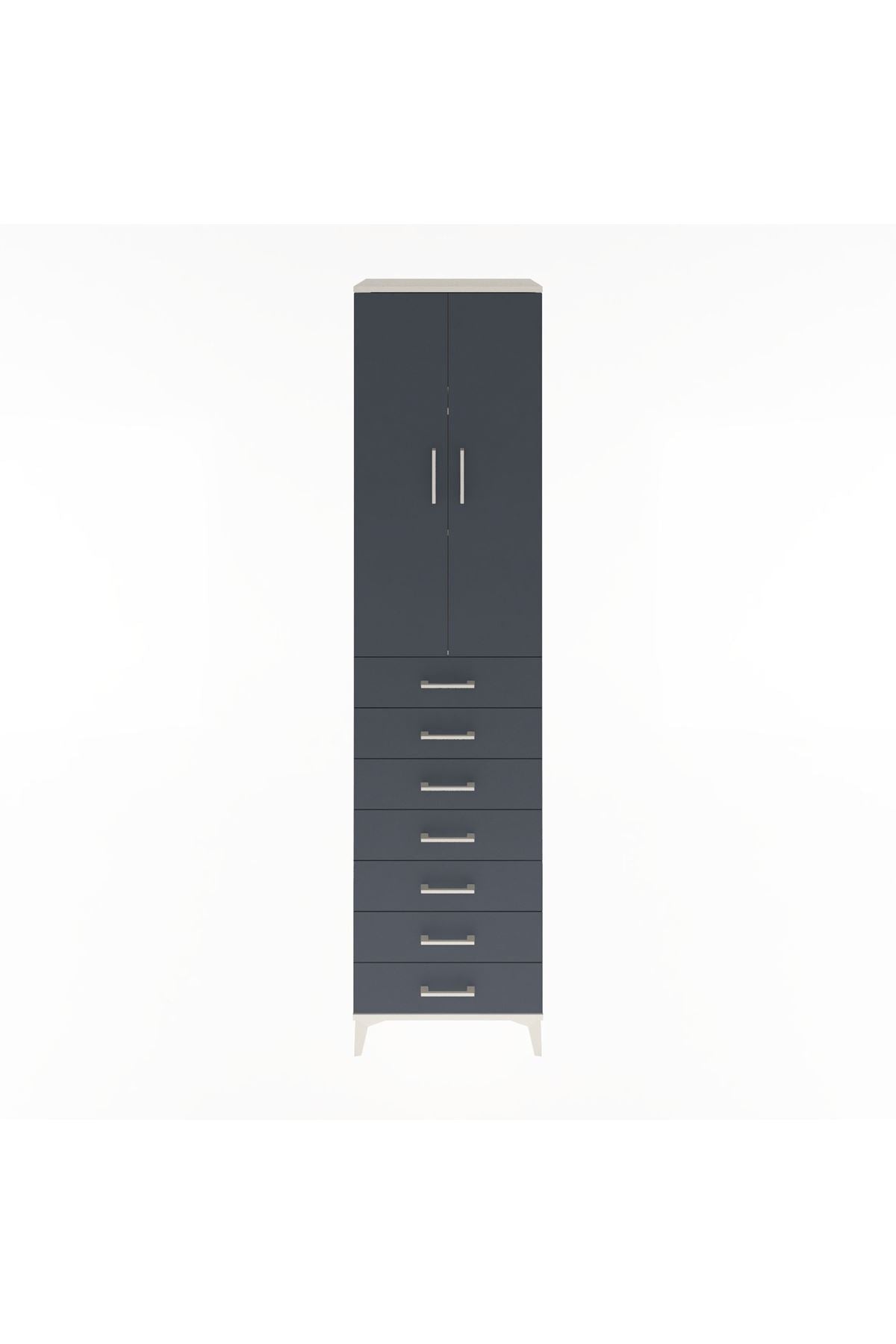 Hyperion Dolap 3 Raflı 7 Çekmeceli 2 Kapaklı 60x44x243 Aytaşı-Antrasit