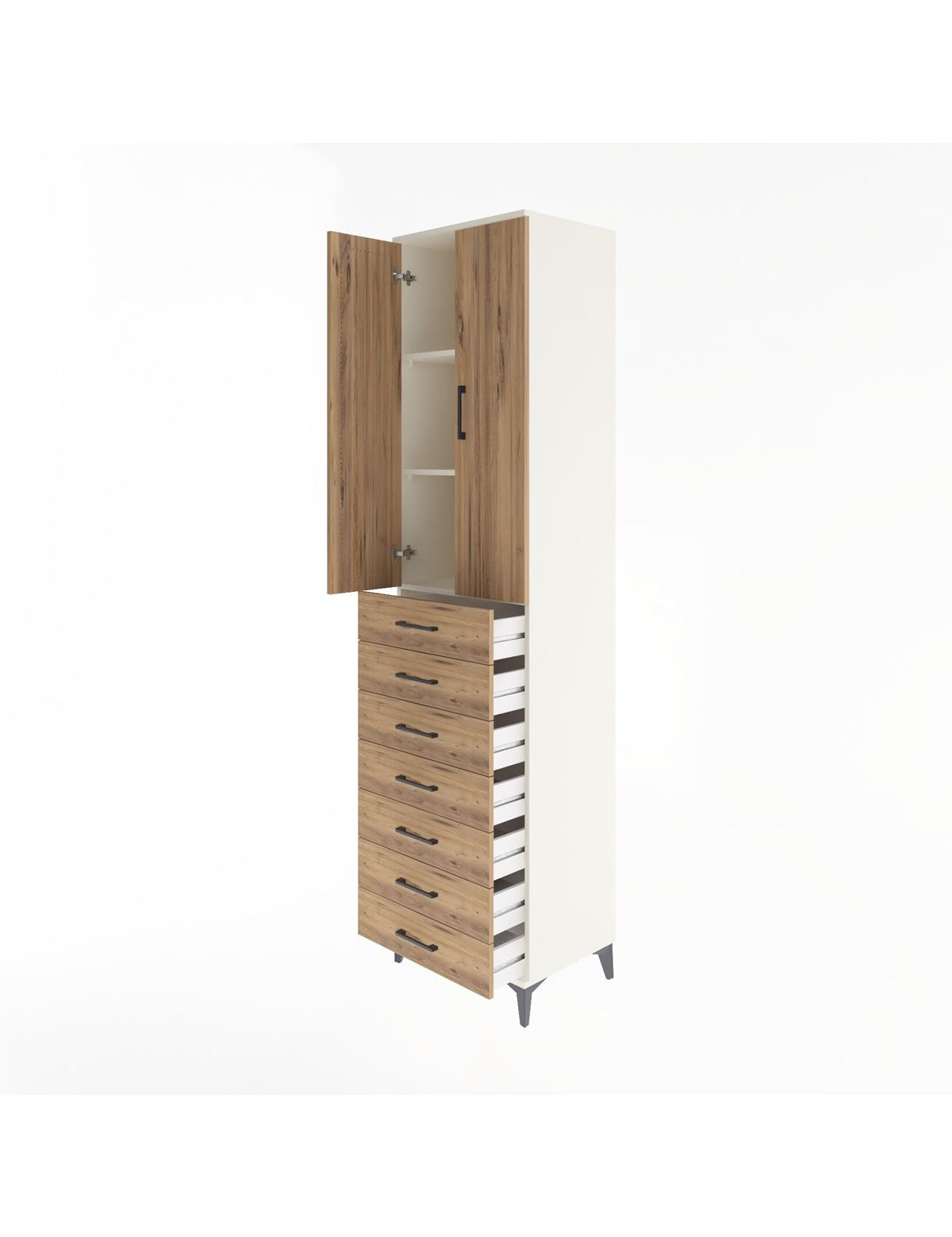 Hyperion Dolap 3 Raflı 7 Çekmeceli 2 Kapaklı 60x44x243 - S65M100V3B