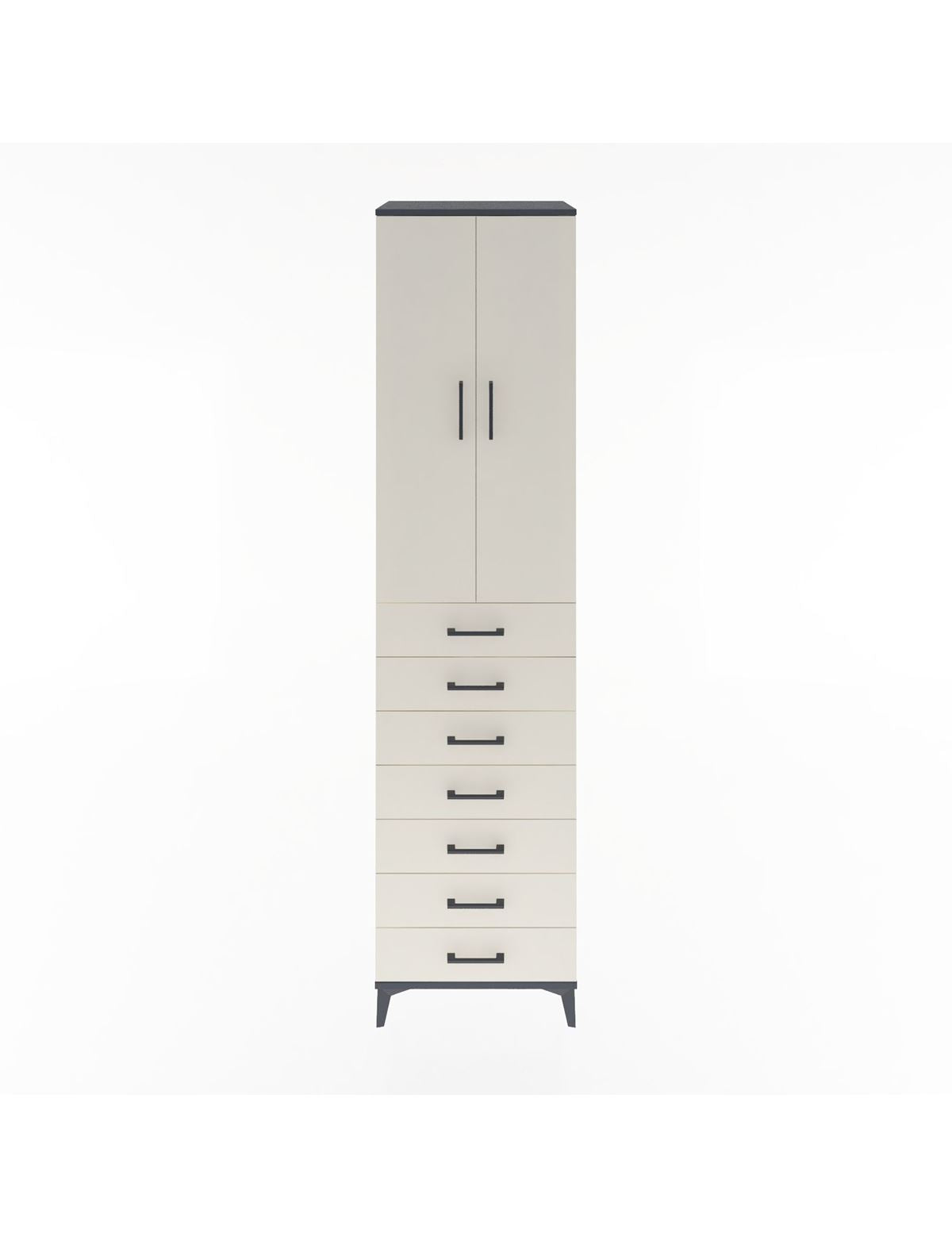 Hyperion Dolap 3 Raflı 7 Çekmeceli 2 Kapaklı 60x44x243 Antrasit-Aytaşı