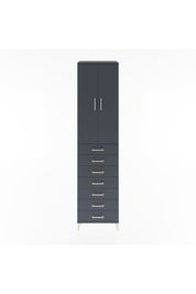 Hyperion Dolap 3 Raflı 7 Çekmeceli 2 Kapaklı 60x44x243 Antrasit-Antrasit