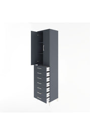 Hyperion Dolap 3 Raflı 7 Çekmeceli 2 Kapaklı 60x44x243 Antrasit-Antrasit