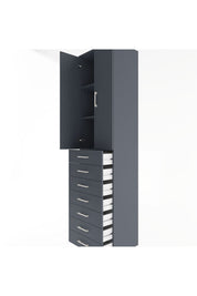 Hyperion Dolap 3 Raflı 7 Çekmeceli 2 Kapaklı 60x44x243 Antrasit-Antrasit