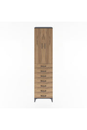 Hyperion Dolap 3 Raflı 7 Çekmeceli 2 Kapaklı 60x44x243 Antrasit-Çam