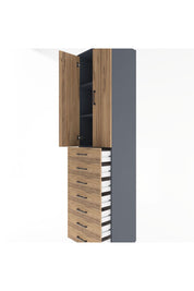 Hyperion Dolap 3 Raflı 7 Çekmeceli 2 Kapaklı 60x44x243 Antrasit-Çam