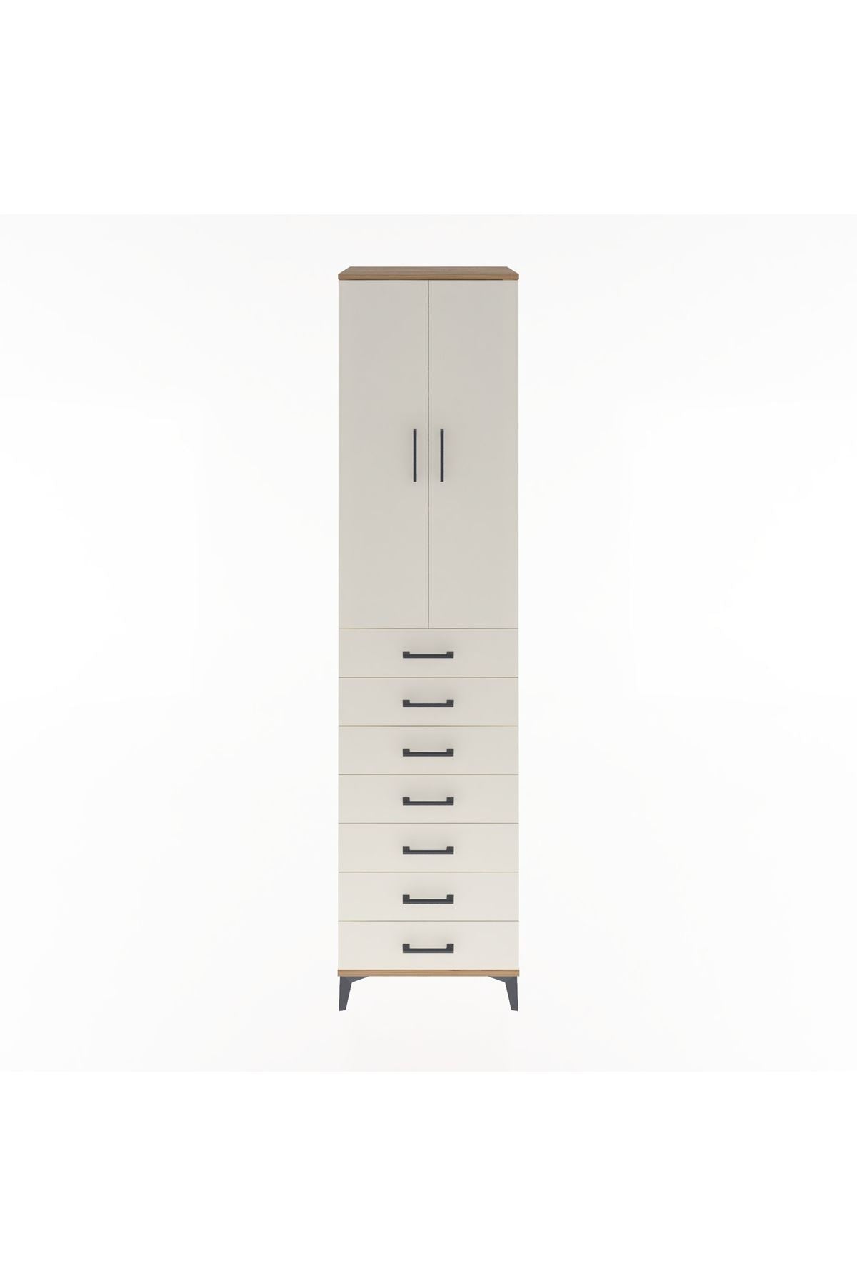 Hyperion Dolap 3 Raflı 7 Çekmeceli 2 Kapaklı 60x44x243 Çam-Aytaşı