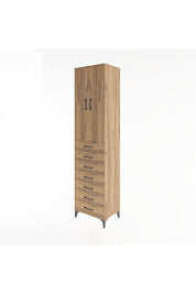 Hyperion Dolap 3 Raflı 7 Çekmeceli 2 Kapaklı 60x44x243 Çam-Çam